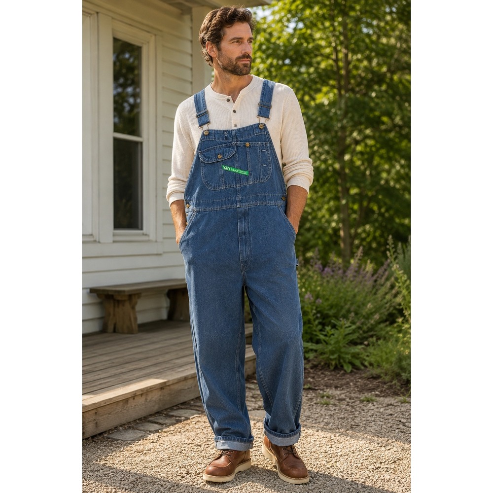 KEY Imperial Enid Oklahoma Denim Overalls 44x32 Carpenter Workwear USA Vintage